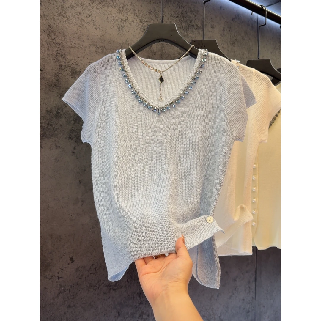 【定制大码女装80-200斤】温柔气质V领重工设计显瘦百搭上衣款2153