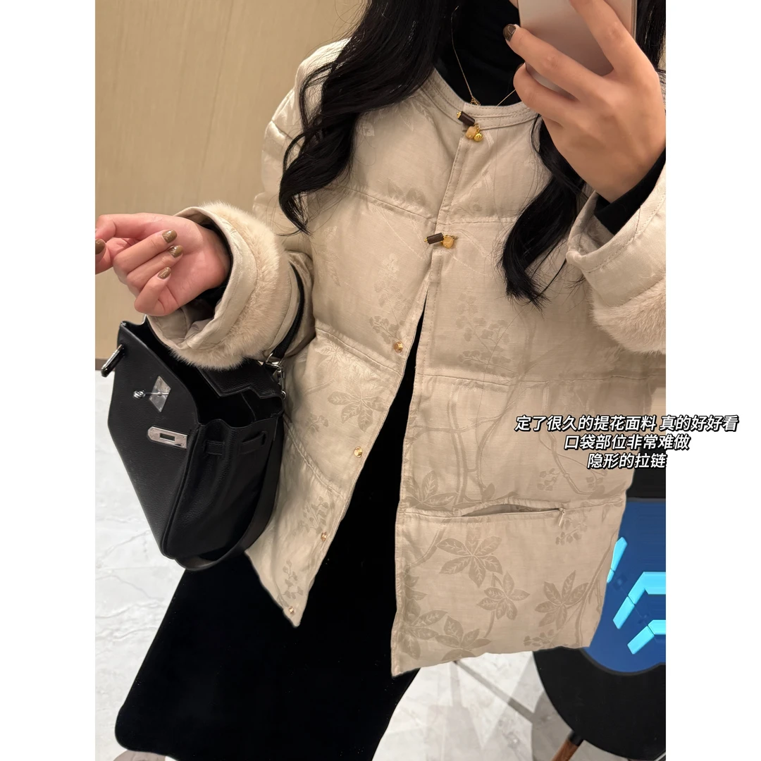 零一定制 新中式哑光提花国风羽.绒G83