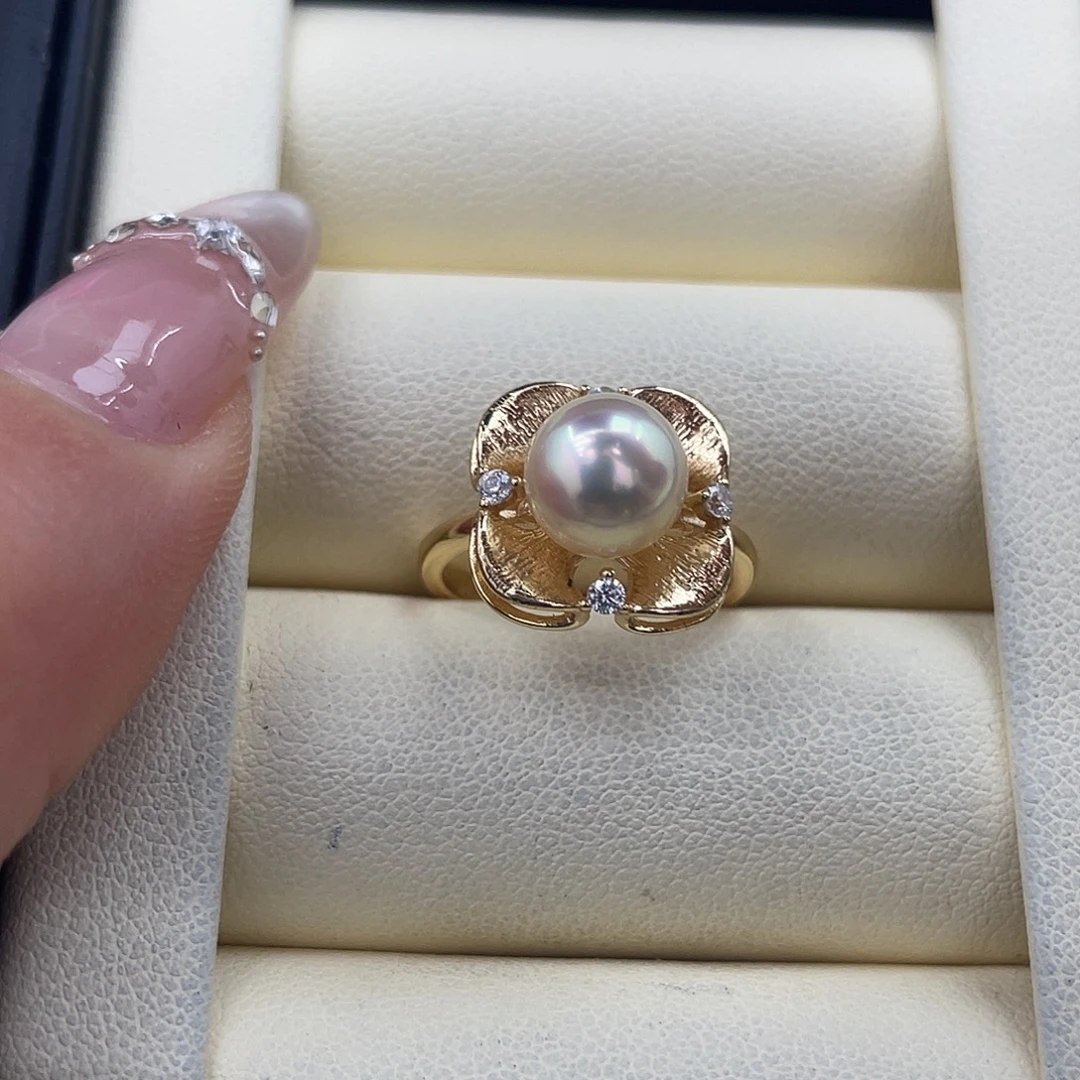 海水珍珠戒指银S925镶嵌