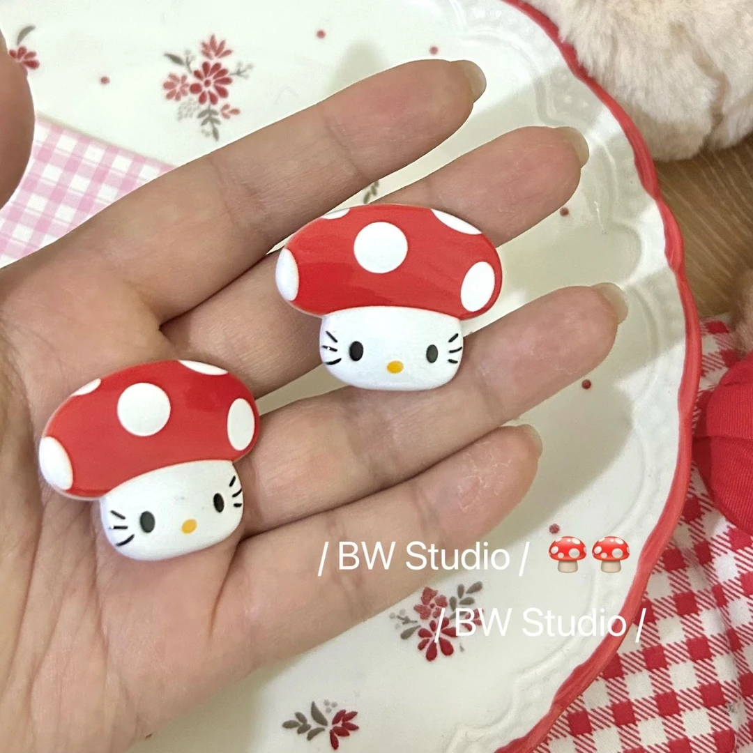 可爱红色hellokitty小蘑菇童趣发夹卡通日系少女心刘海夹边夹发饰