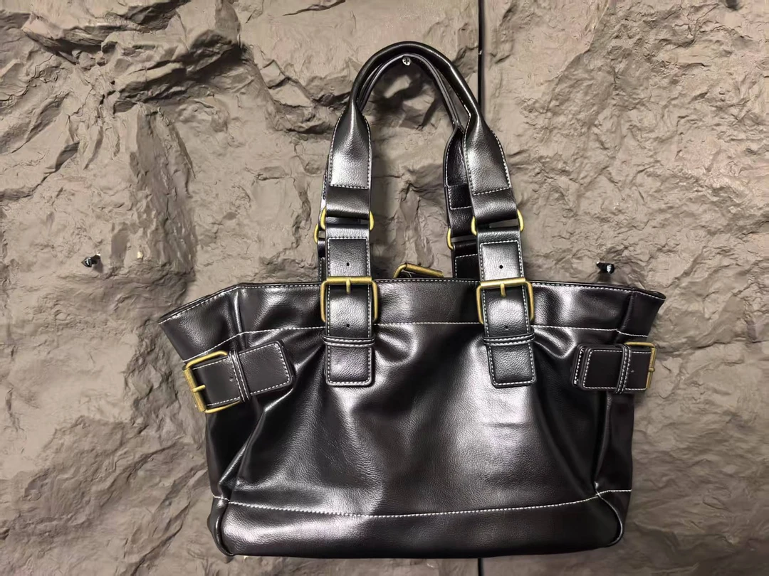 高品质海盗纹内衬中古托特单肩手提包