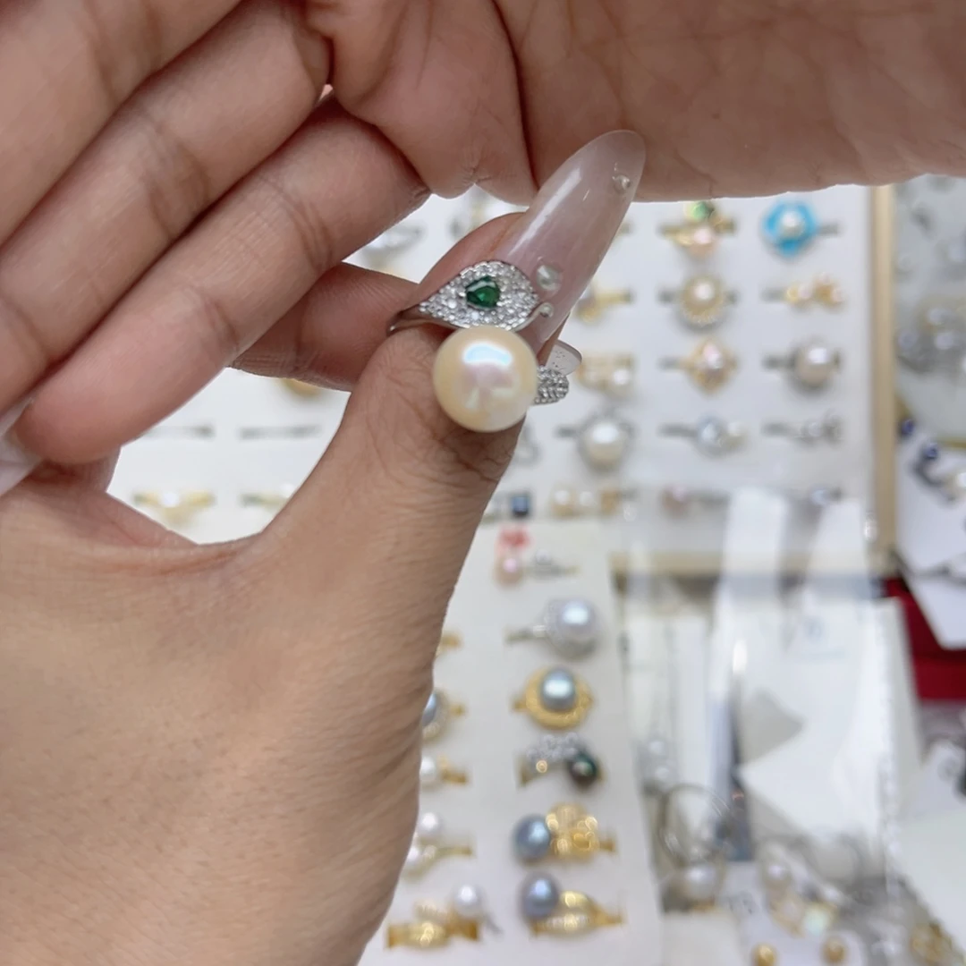 阳***）戒指淡水珍珠合金