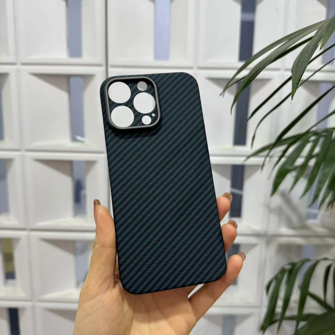 准新品  16promax黑蓝精孔【微瑕】全包无磁吸芳纶纤维凯夫拉手机壳