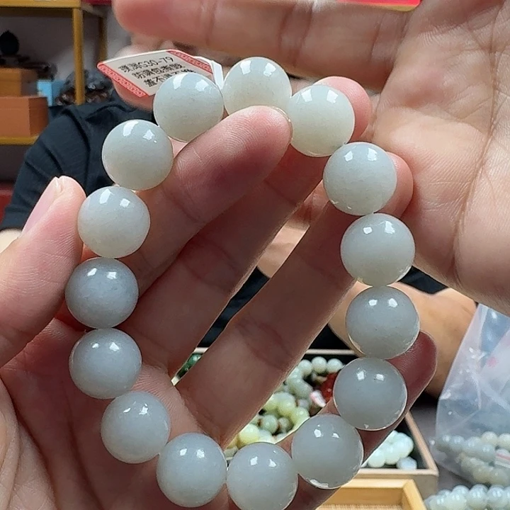 未镶嵌手串和田玉青花卡14圆形