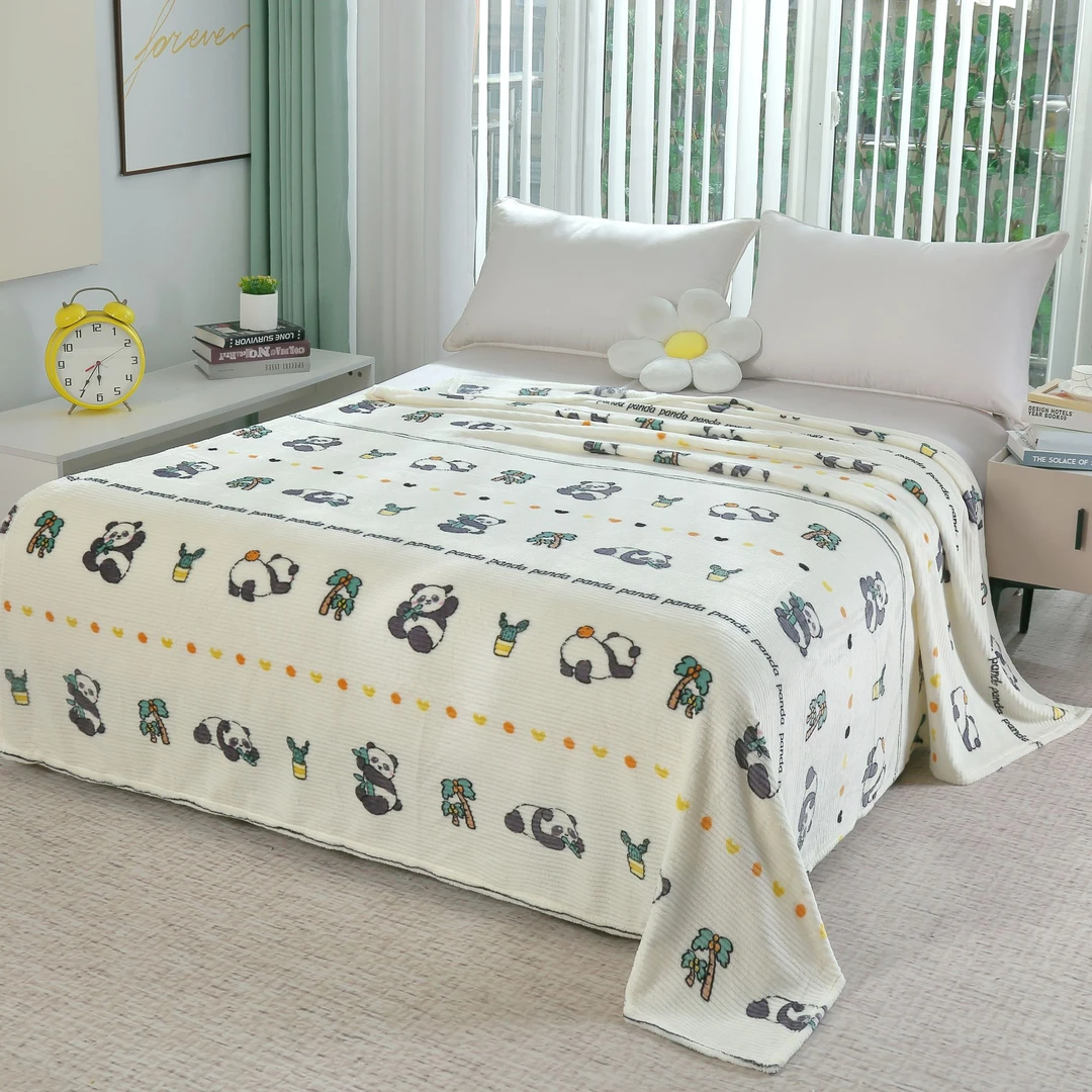 乐乐来了 卡通 单面法兰绒印花被罩 被套