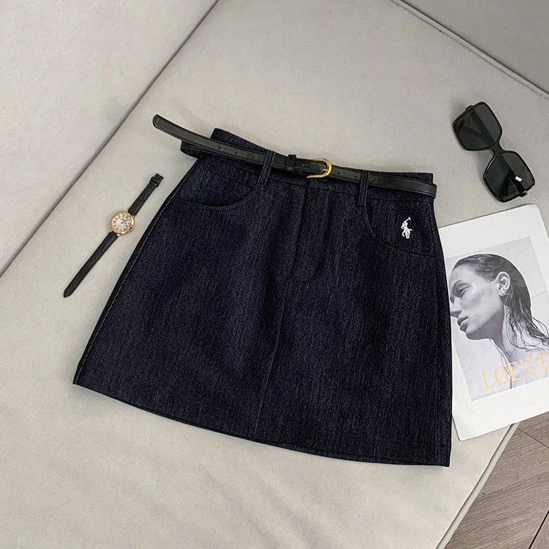 【南油子宸】百搭蓝仿牛仔高腰显瘦半身裙夏季A字休闲短裙女 800458