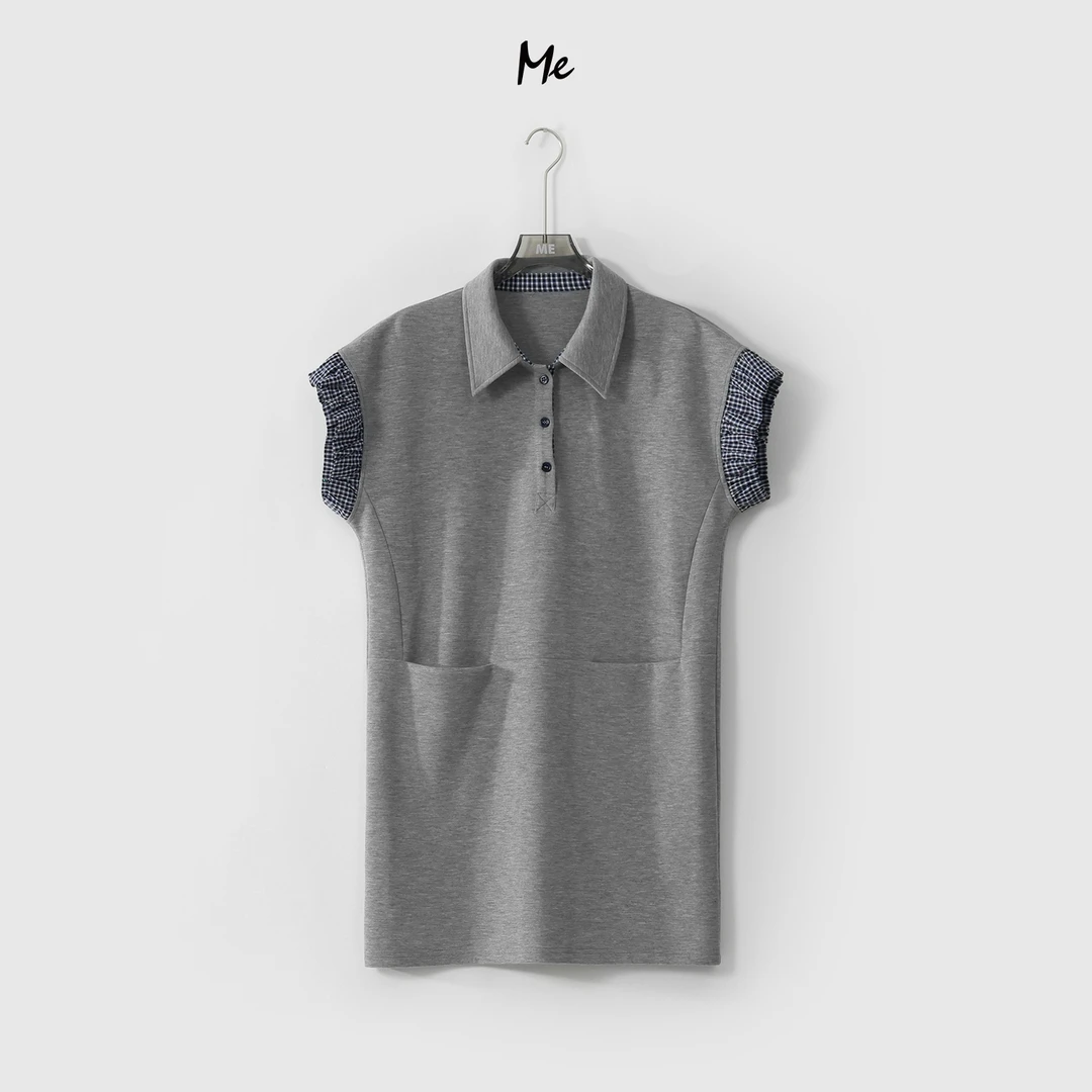 ME【格雷POLO连衣裙】减龄学院风遮肉显瘦百搭时尚休闲裙子MESS4559