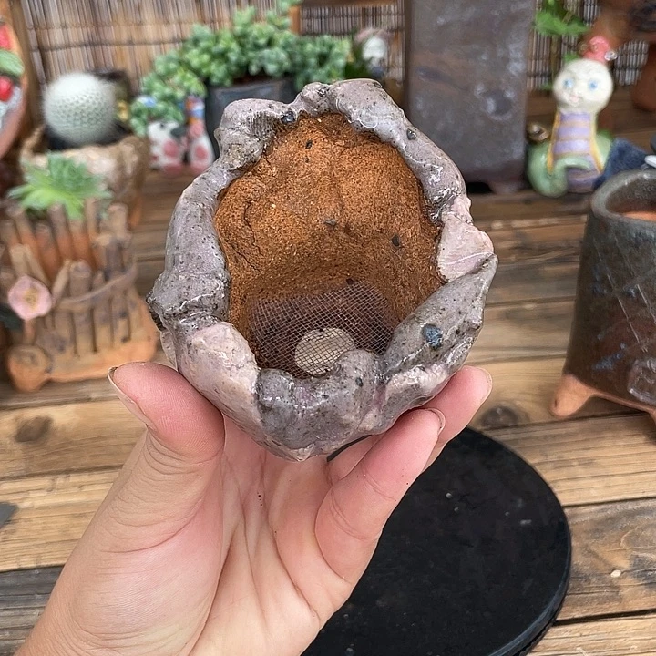 手工粗陶透气高温花盆1005