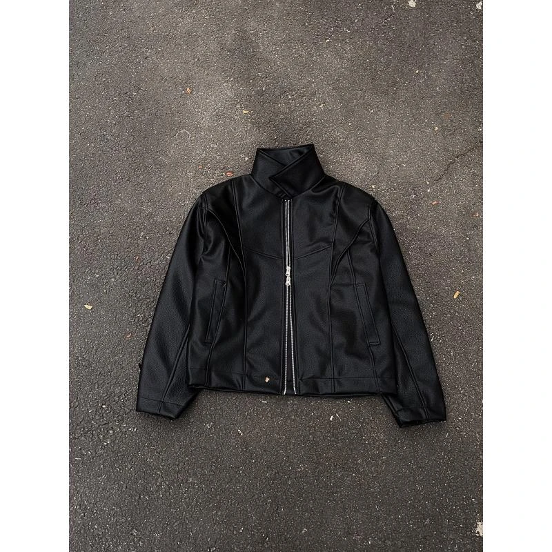 【醒醒】2025春季cleanfit黑皮衣外套机车风复古皮衣夹克外套689