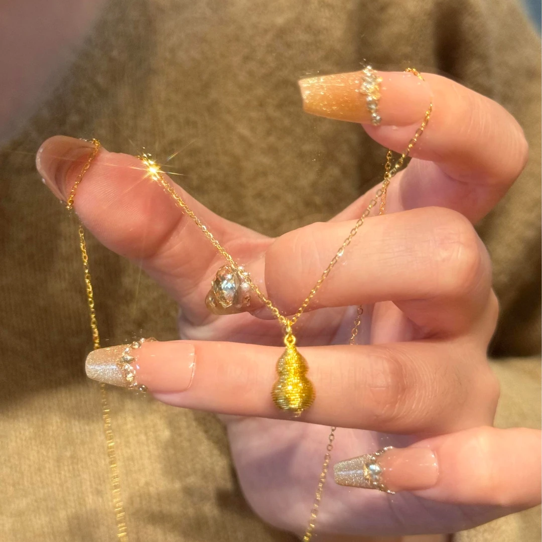 柯柒 钛钢项链 金色拉丝葫芦项链女轻奢小众设计时尚高级感锁骨链