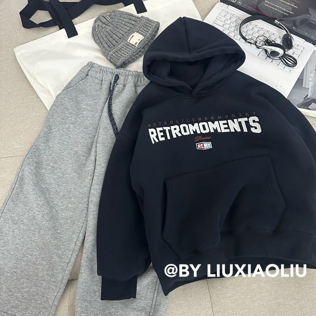 杭州六小六正版BY LIUXIAOLIU秋冬季儿童加绒连帽卫衣17712