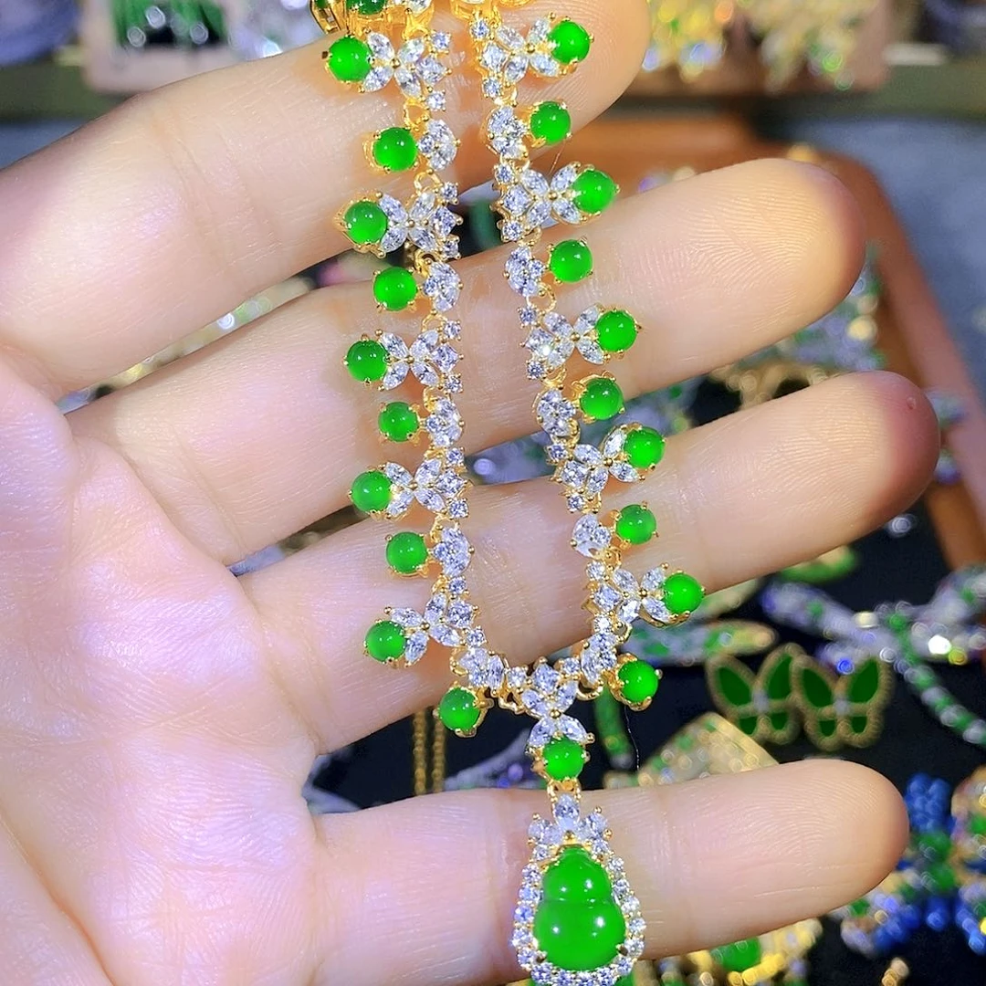 吊坠(不含链)银S925镶嵌翡翠