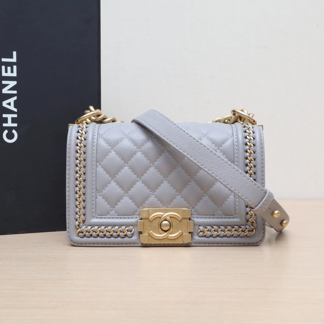 95新 Chanel/香奈儿 【念念】Leboy 小号 20.5cm 灰色 芯片开