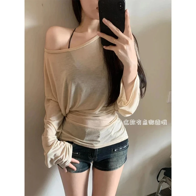 夏季辣妹性感修身纯欲长袖防晒罩衫女薄款小众收腰显瘦设计感上衣