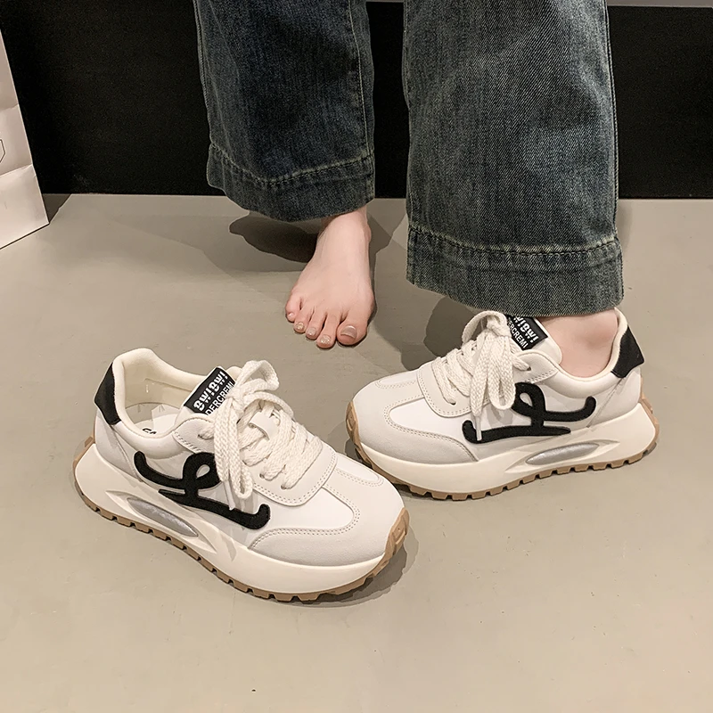 2025夏新款复古厚底阿甘德训鞋女款网红时尚休闲运动百搭小白鞋