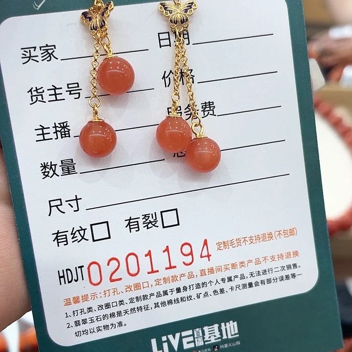 银S925镶嵌南红玛瑙耳饰HDJT0201194