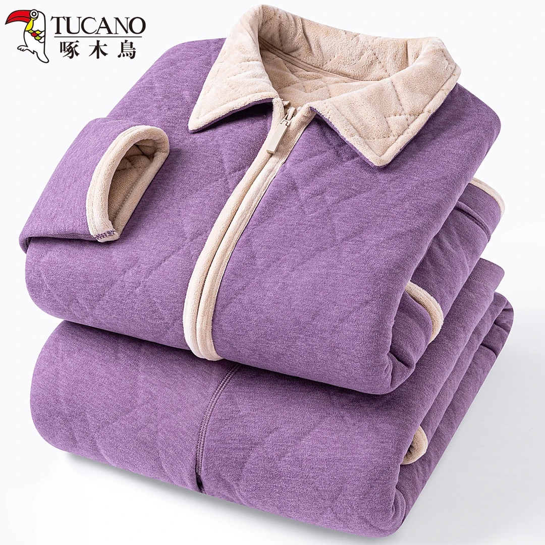 啄木鸟女士睡衣家居服冬季2025新款珊瑚绒加绒加厚可外穿保暖套装