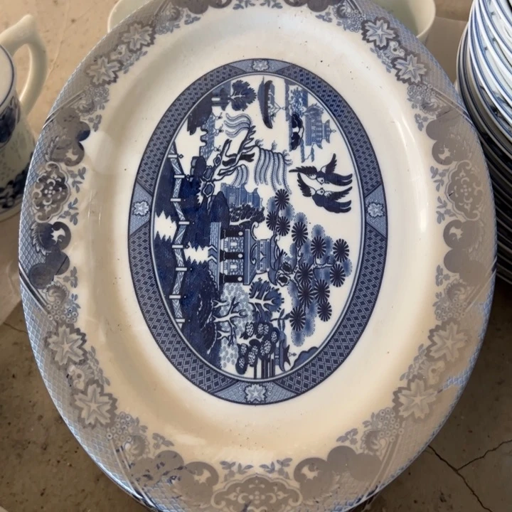 盘十二寸老标古典园林陶瓷