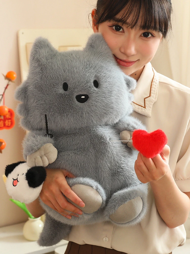波波娃创意毛绒玩具狼心狗吠公仔小黑猫生日礼物