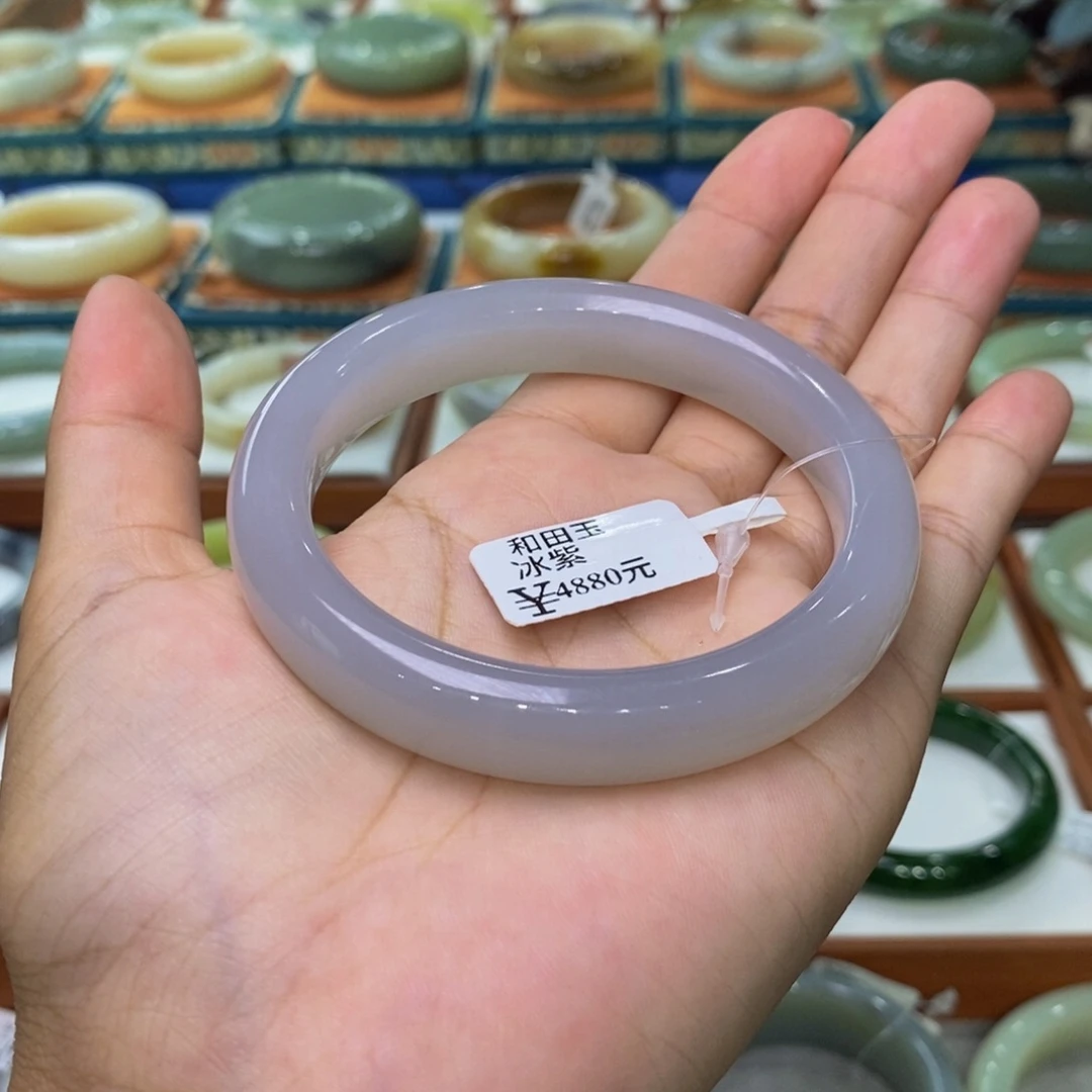 和田玉手镯未镶嵌和田玉冰紫58