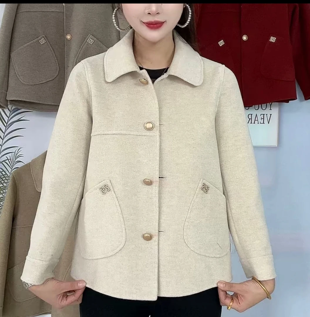 新款#892时尚洋气双面毛呢外套