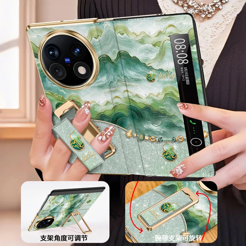 【腕带支架】好运山水葫芦适用vivoxfold5手机壳新款中式国风高级感