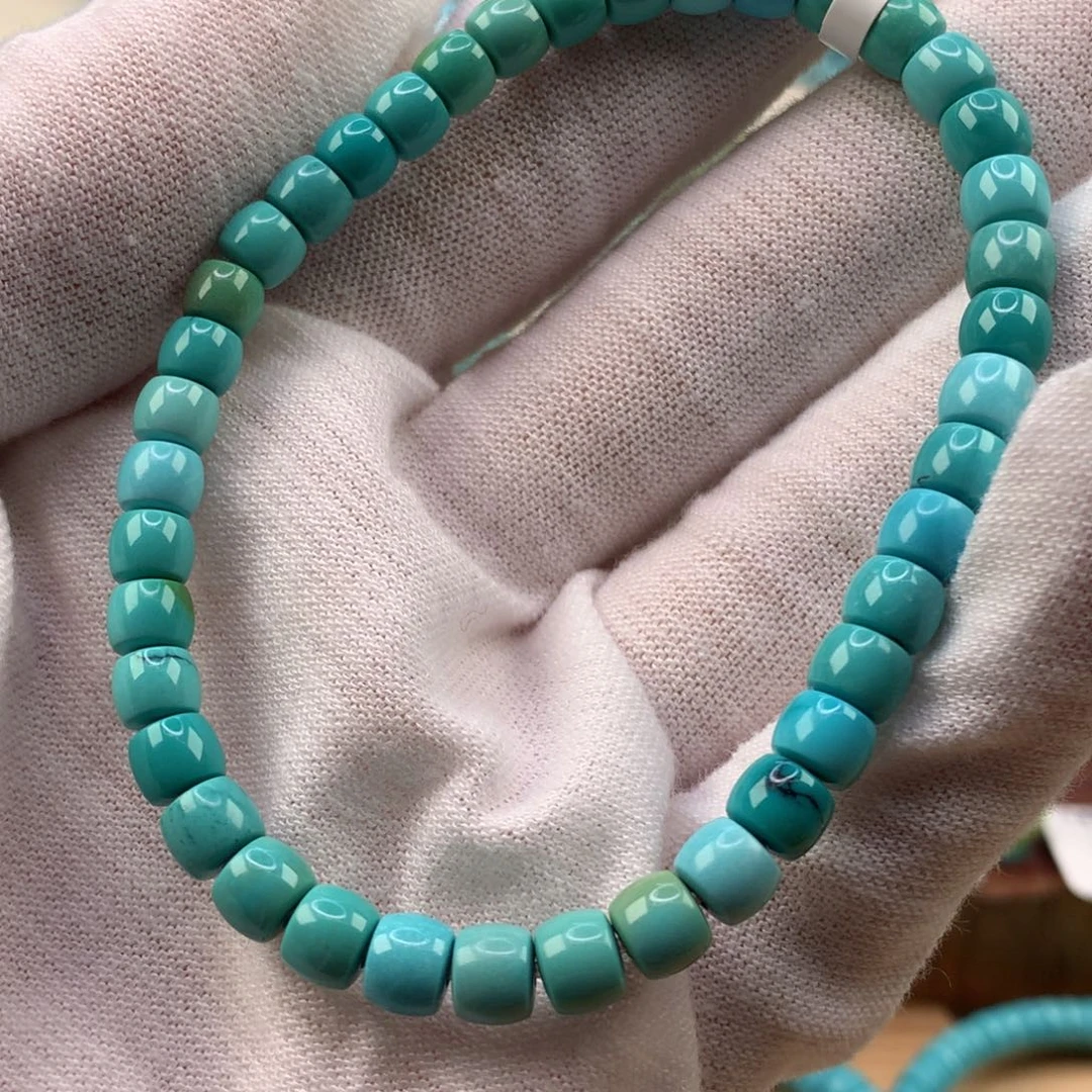 绿松石未镶嵌珠宝奇石高瓷直切手串5.3mm