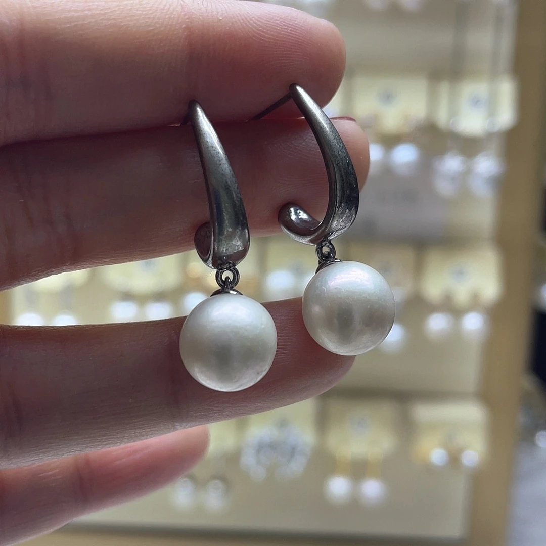 淡水珍珠耳饰银S925镶嵌
