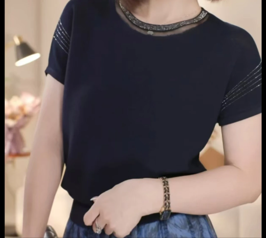 【修身定制607】2025夏日上衣性感风女士通勤常规款圆领毛针织衫