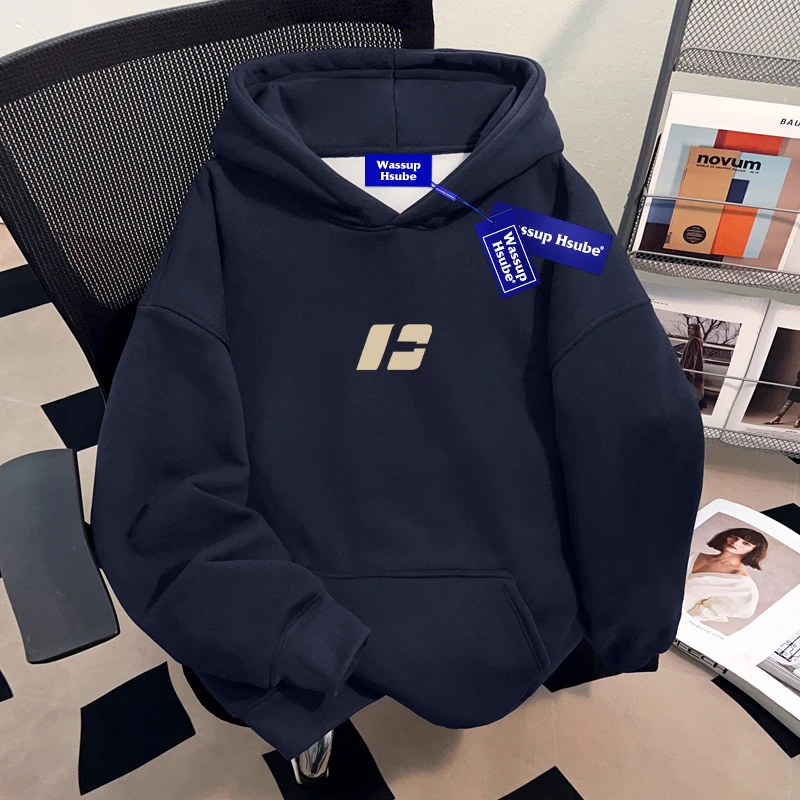 WASSUP HSUBE美式潮牌重磅男士卫衣简约慵懒宽松套头连帽上衣外套