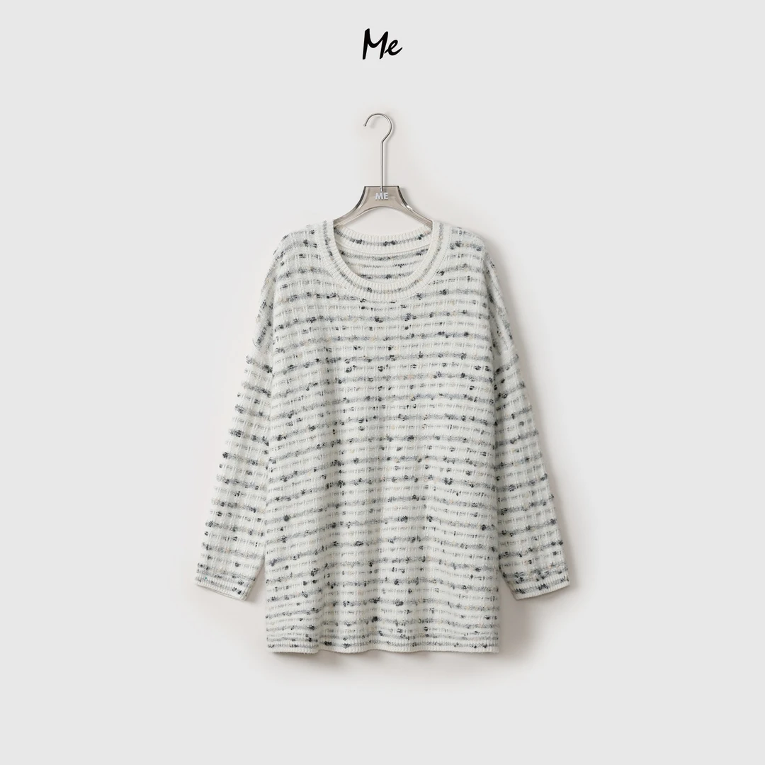 ME【小香花纱毛衣】绵羊毛山羊绒羊驼毛桑蚕丝混纺针织毛衣MEQA0973