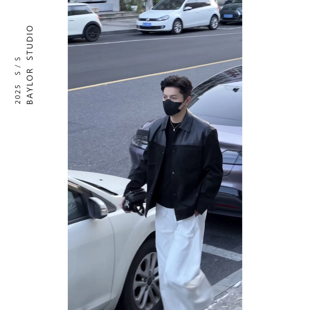 25秋季顶奢系列 老钱风高级感 pu皮拼接仿麂皮磨砂感 夹克外套