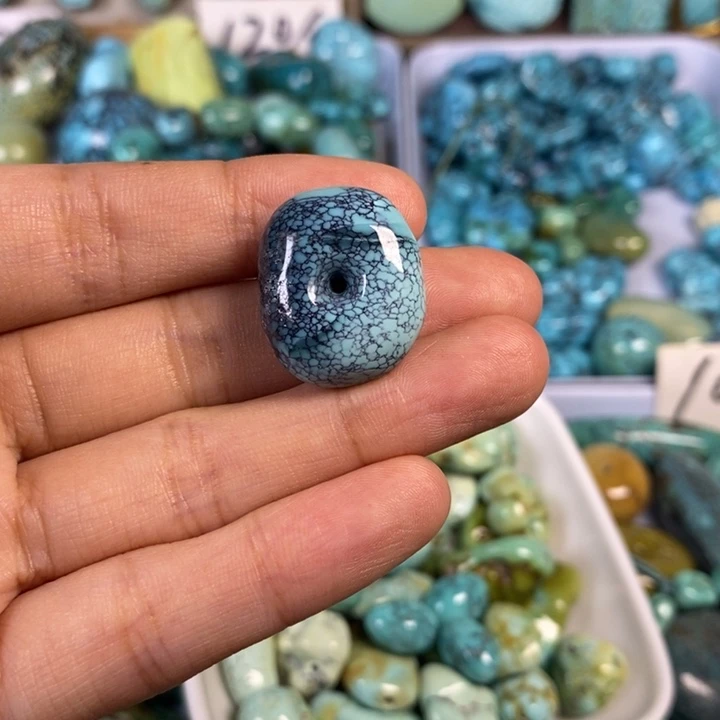 绿松石未镶嵌绿松石圆珠手链项链手链吊坠