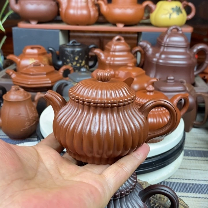 茶壶紫砂筋纹潘壶170cc原矿赵庄朱泥特价