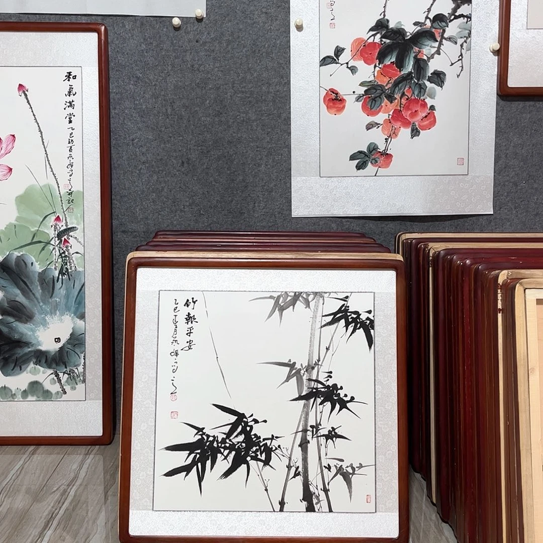 国画书画作品带框63×63