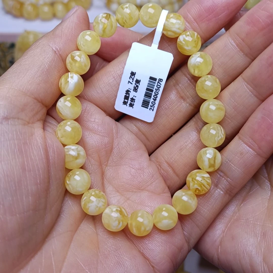 未镶嵌蜜蜡手串8+圆珠手串