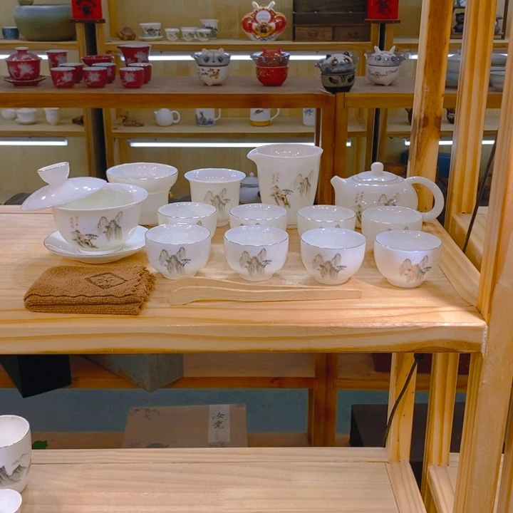 【不止】羊脂玉瓷茶具套装