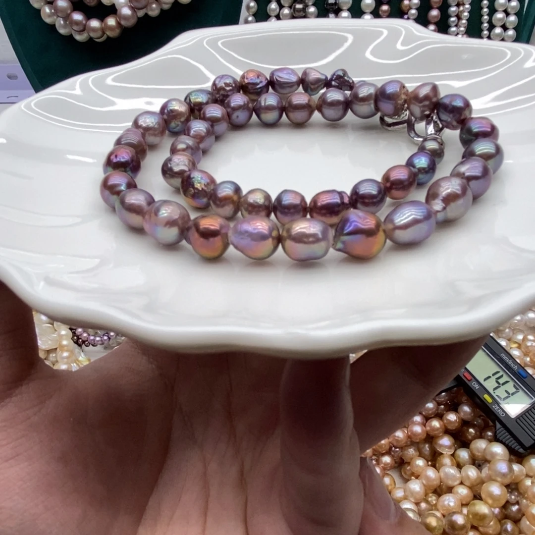 天然淡水珍珠无人工干预淡水珍珠银S925镶嵌18