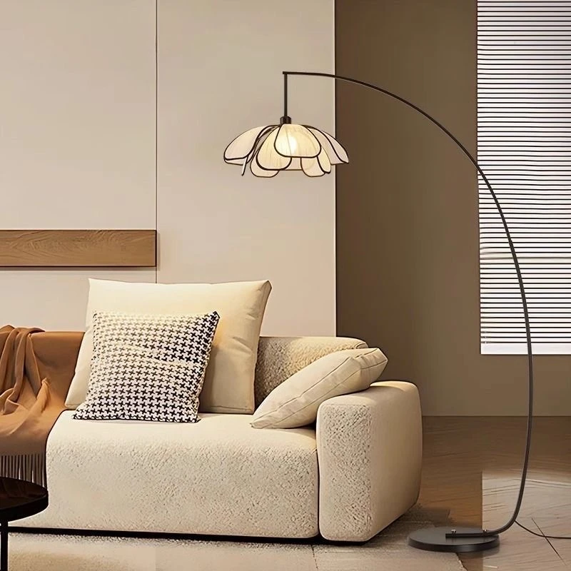 美式复古花瓣侘寂设计师北欧风落地灯客厅中式艺术别墅民宿钓鱼灯
