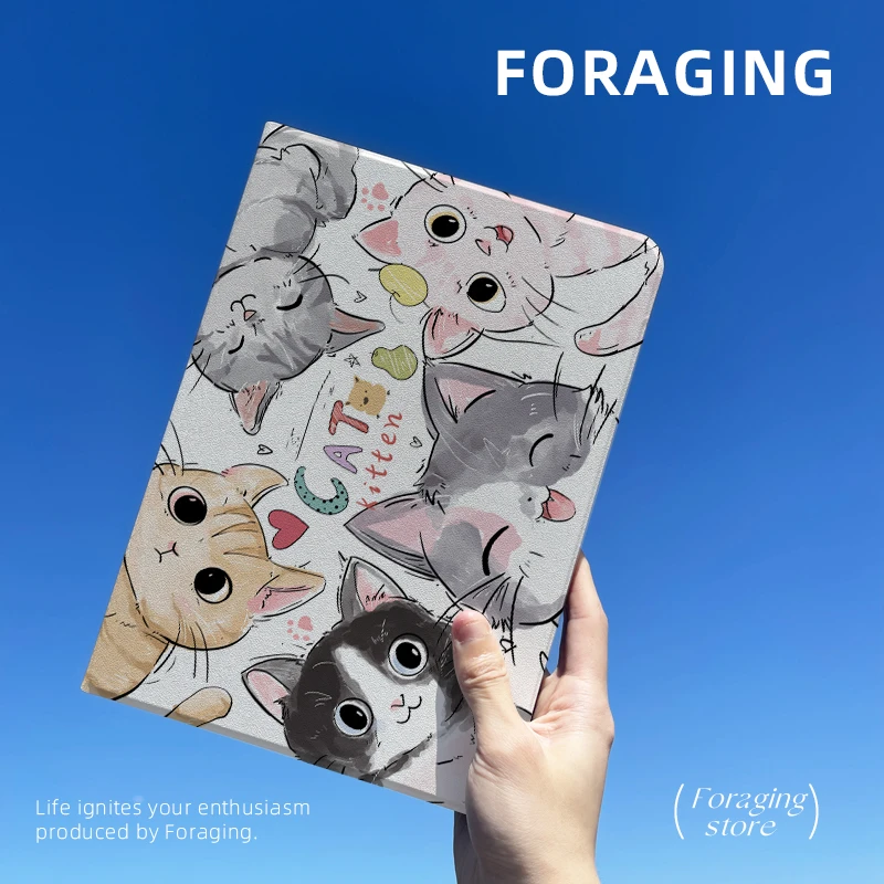 【书本式x水彩猫】ipad9代硅胶苹果mini6平板pro11防摔保护套air6壳