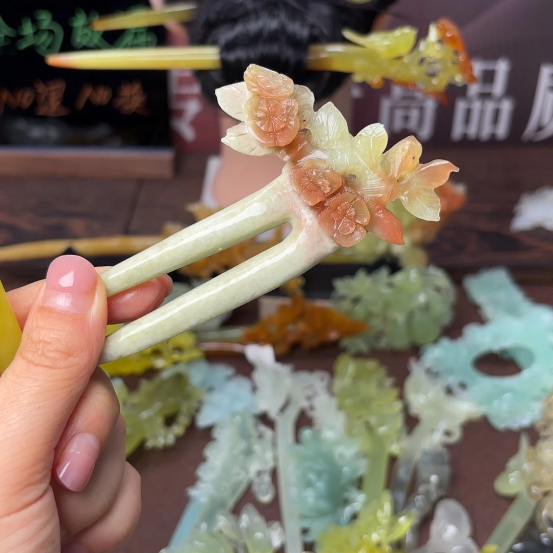 蛇纹石玉合金发饰