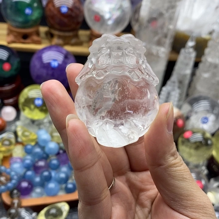 石材天然白水晶龙龟