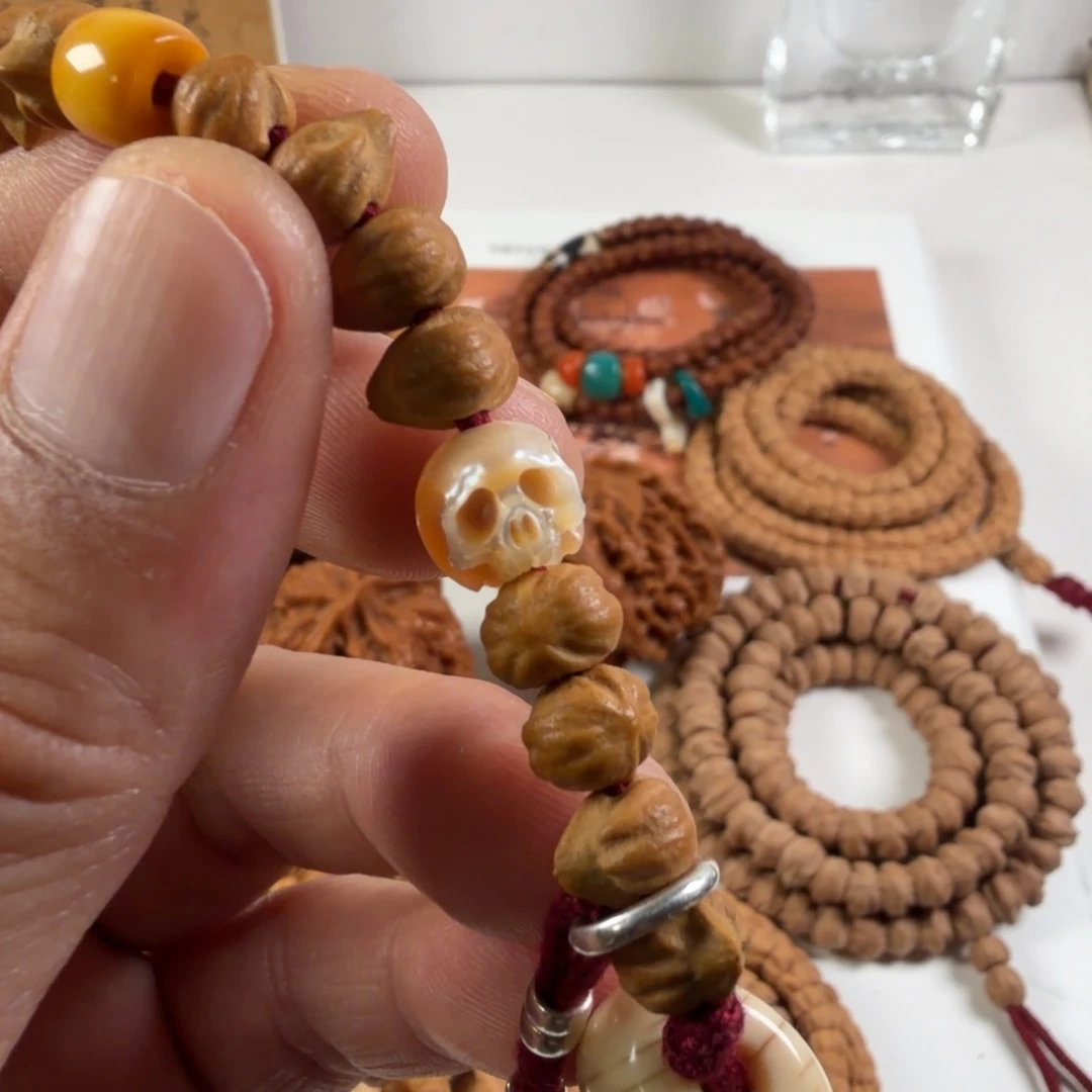 柏香籽/百香籽吊坠木易柏香珍珠骷髅