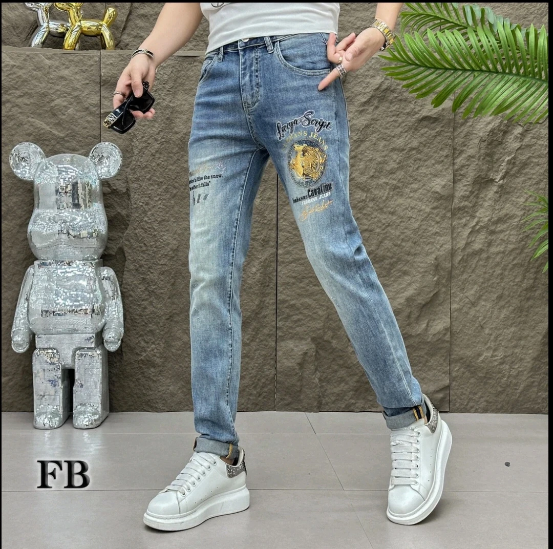 夏季新款男士休闲时尚高品质牛仔裤帅气修身百搭潮流弹力小脚长裤