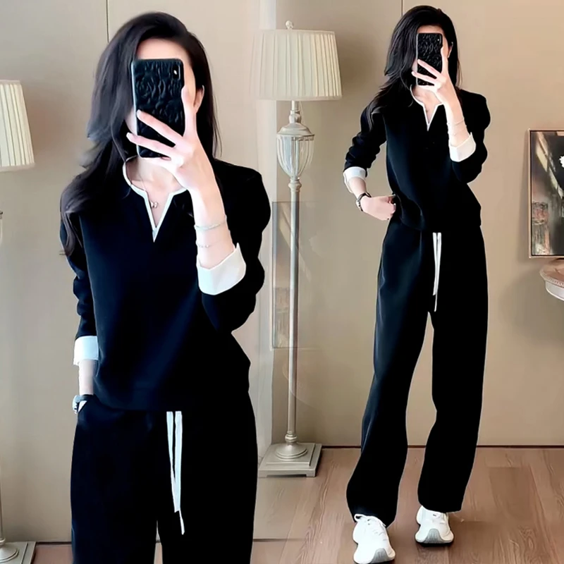韩版时髦运动服套装女2025春季新款洋气小个子上衣搭配长裤两件套