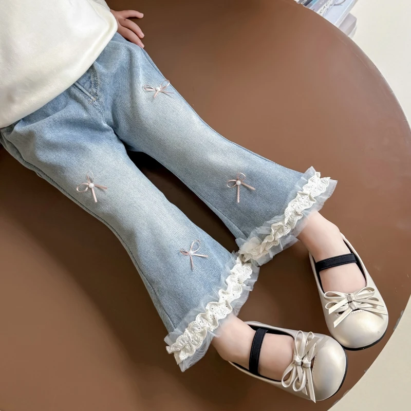 女童牛仔裤春秋季2025新款儿童网红洋气时髦长裤女宝宝秋装喇叭裤