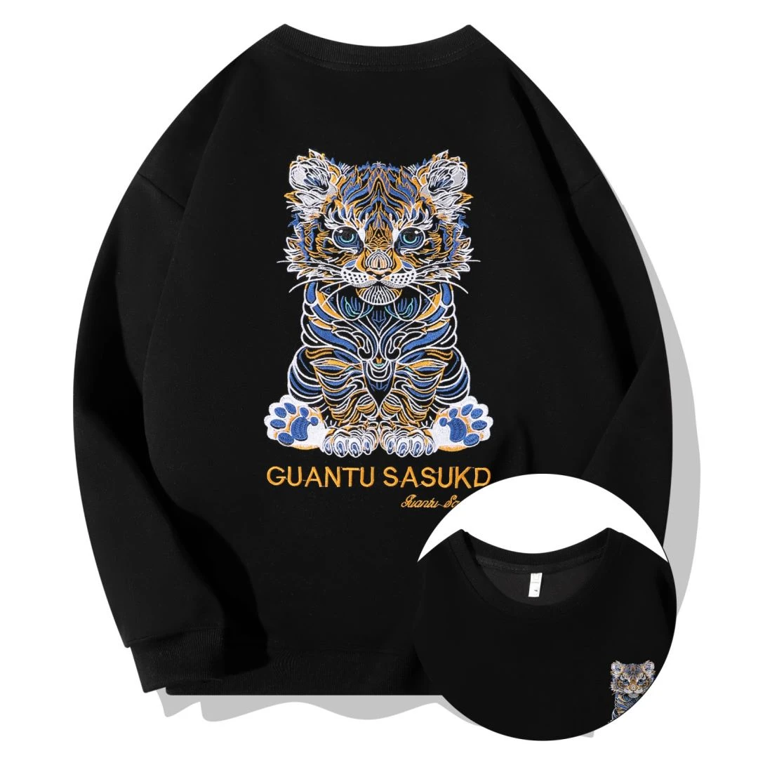 多款重磅500克刺绣幼崽蓝虎刺绣卫衣男女同款情侣秋冬加绒加厚