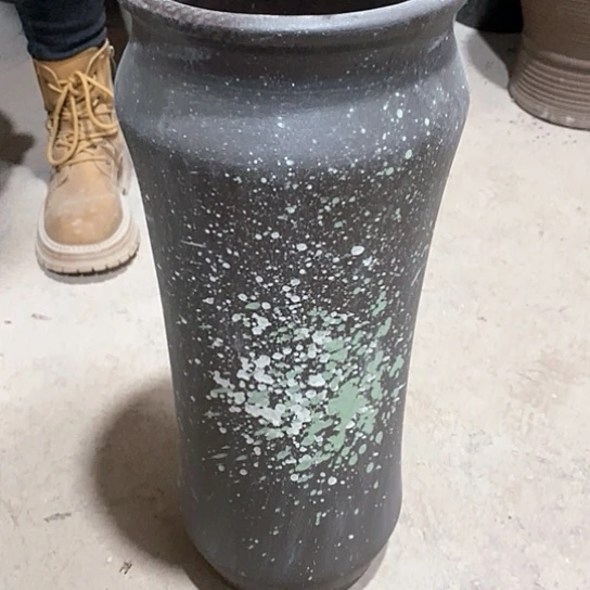紫砂花盆口18高45，黑