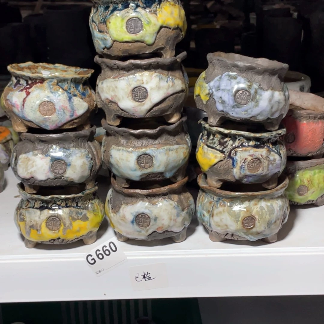 紫砂花盆赵*瓶一组10个