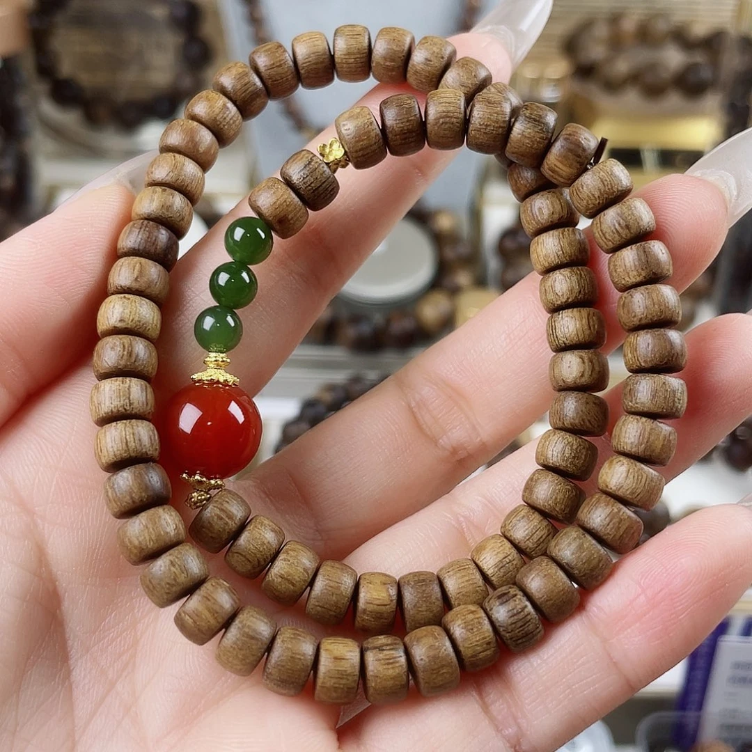 沉香手串富森红土沉窖藏糖心古董玉化瘤疤0.7